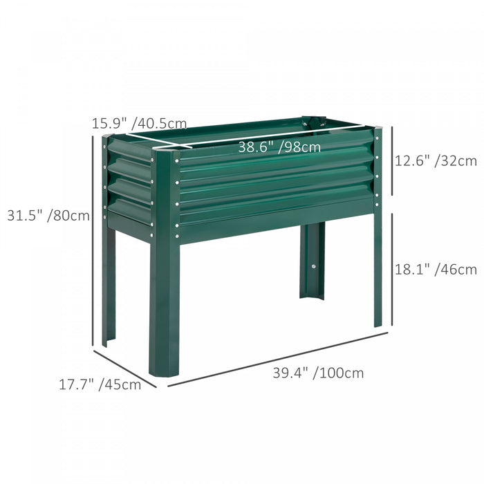 Outsunny Lit De Jardin Sureleve , Jardiniere Surelevee Galvanisee, Vert