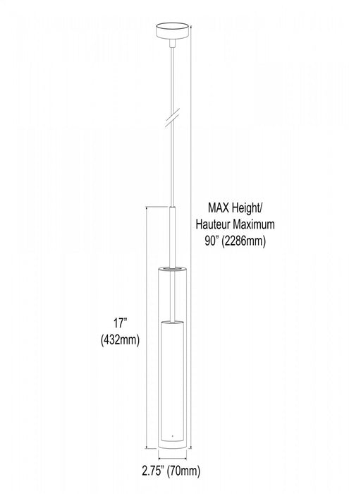 Luminaire suspendu Luna de Dainolite en verre transparent, avec fini chromé poli et ampoule à DEL de 6 W