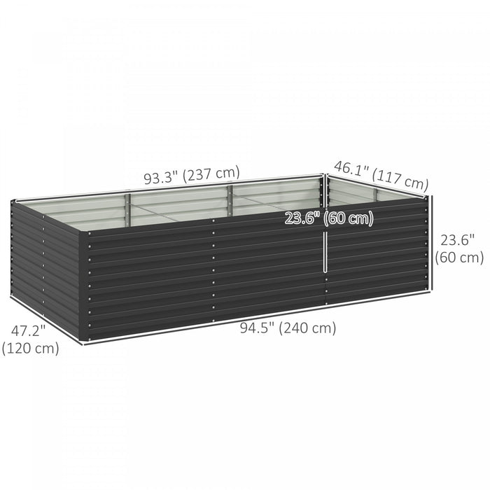 Outsunny Lit de jardin sureleve, jardiniere 8' x 4' x 2', gris fonce