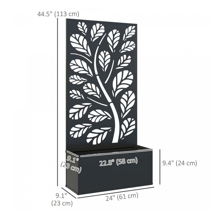 Outsunny Lit de jardin sureleve avec panneau d'intimite jardiniere en metal