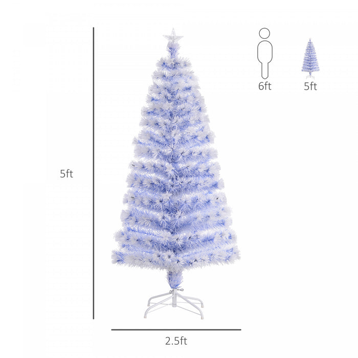 Homcom Sapin De Noel Artificiel En Fibre Optique Pre-illumine De 5 Pieds Avec 180 Branches