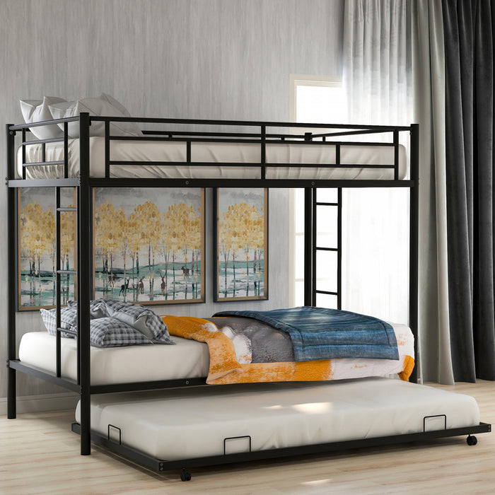 Tammy – Lit Superpose Simple En Metal Avec Lit Gigogne, Design Gain De Place – Noir