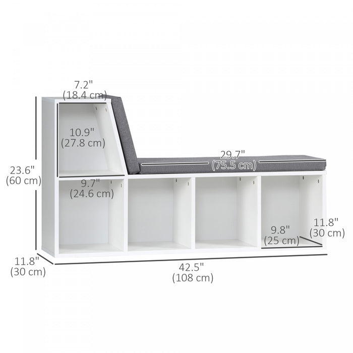 HOMCOM Bibliotheque 5 Cases Coussin Coin Lecture Gris