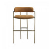 Serene Mid-Century Modern Metal Upholstered Counter Stool in Turmeric | Tabouret de comptoir moderne mi-siecle en metal et tissu, coloris curcuma