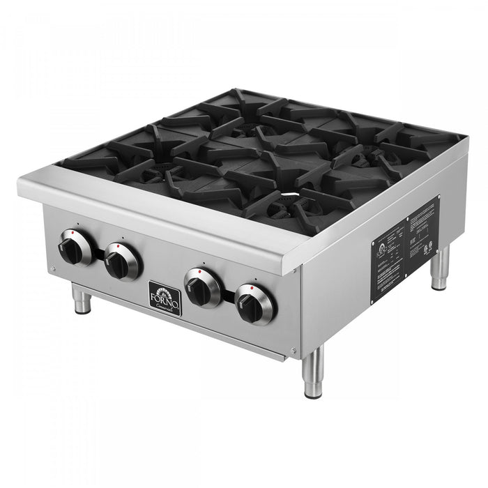 Plaque de cuisson a gaz Commerciale de 24 po avec 4 bruleurs, 104 000 BTU, acier inoxydable – FCMHP0079-24