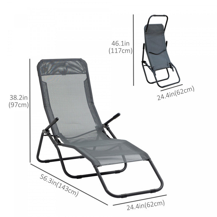 Chaise Longue De Patio Pliable Outsunny Grise
