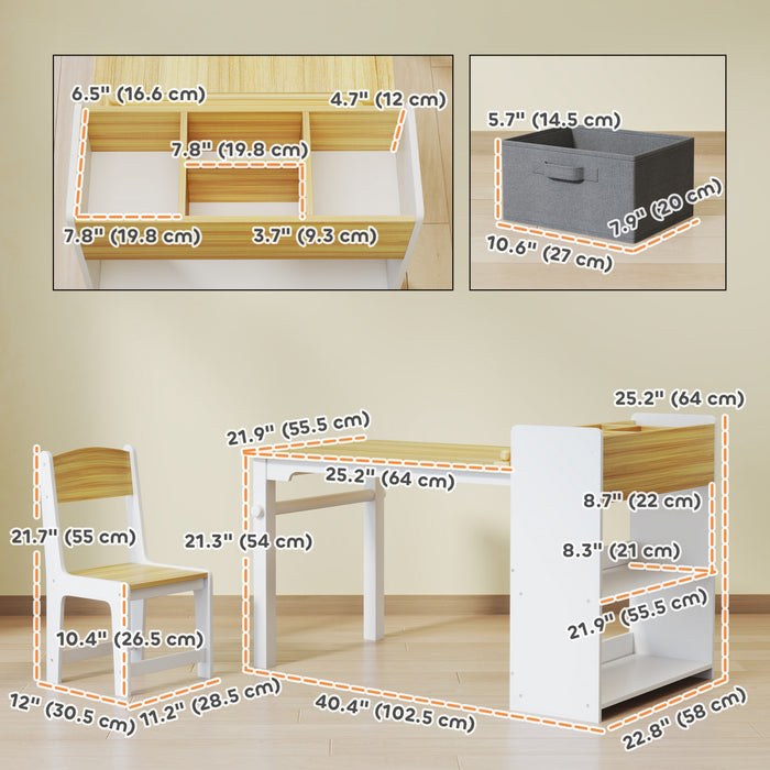 Qaba Ensemble Table Et Chaises Pour Enfants Avec Rouleau De Papier