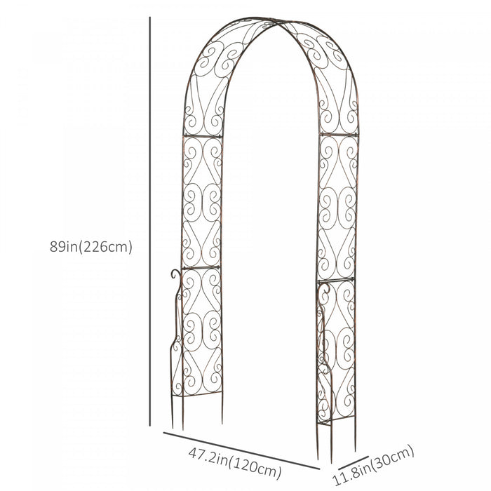 Outsunny Arche De Jardin En Metal De 2,1 M Tonnelle De Passerelle Exterieure Pour Plantes De Vigne Grimpantes Decoratives Patio Pelouse Cour Fete Ceremonie Decoration Accessoires Noir