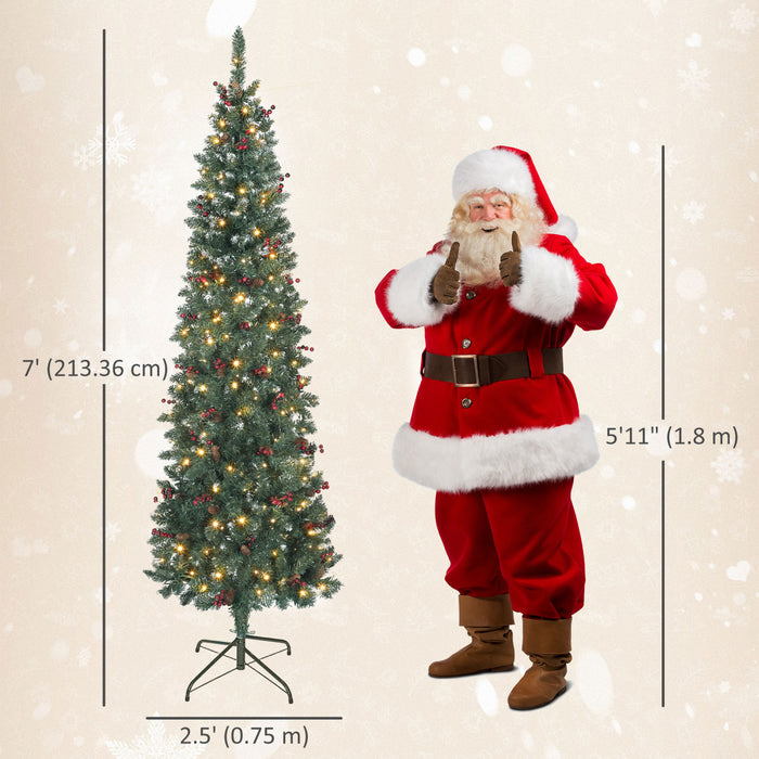 HOMCOM Sapin de Noel Artificiel fin 7pi Pre-Illumine