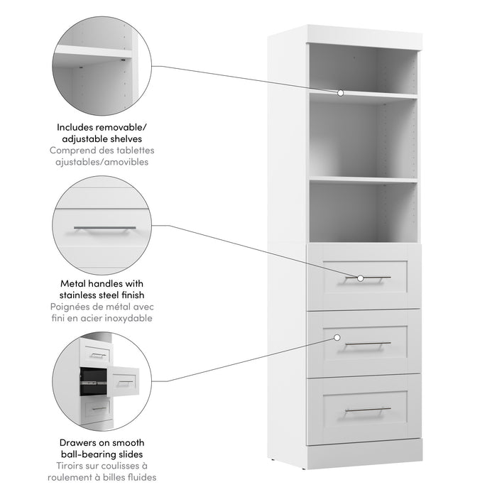 Organisateur de garde-robe Pur de Bestar de 25 po (L) avec tiroirs - blanc