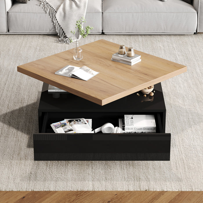 Liam table basse pivotante – table avec plateau rotatif a 360°, noir