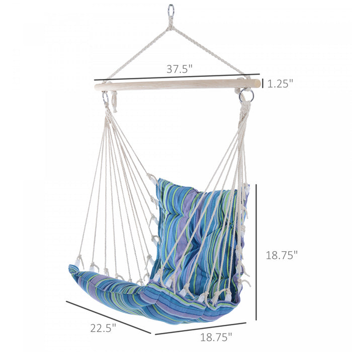 Outsunny Portable Hanging Tisse Hamac Siege Chaise Balancoire Lit De Couchage Pour Jardin Jardin Exterieur Camping Bleu