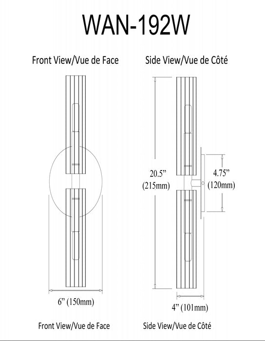 Applique murale Wand de Dainolite en verre givré, avec fini noir mat et 2 ampoules