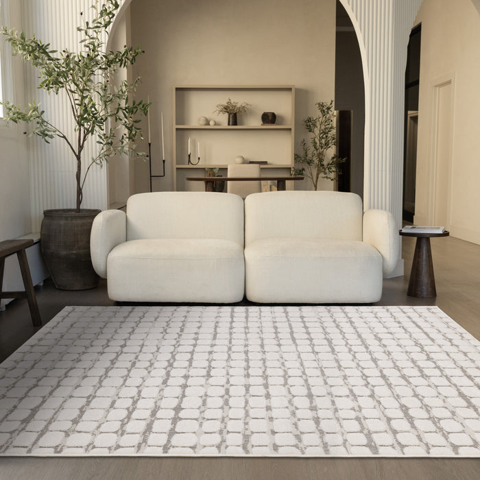 Tapis Oslo White a grands galets, 7'10\" x 10'6\"