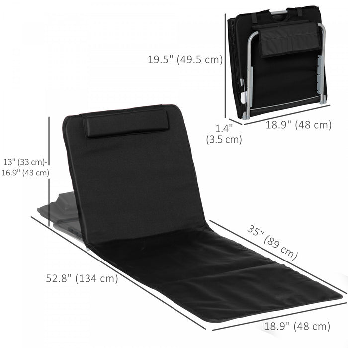 Outsunny 2 Pcs Chaise Longue Pliante Chaise Longue Avec Oreiller, Noir