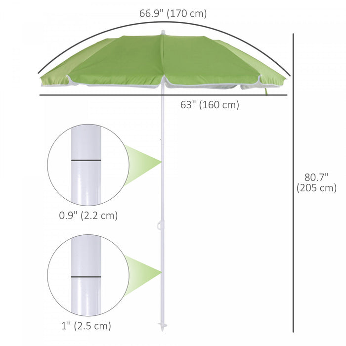 Outsunny Parasol De Plage De 6.7pi, Inclinable Et Sac De Transport, Vert