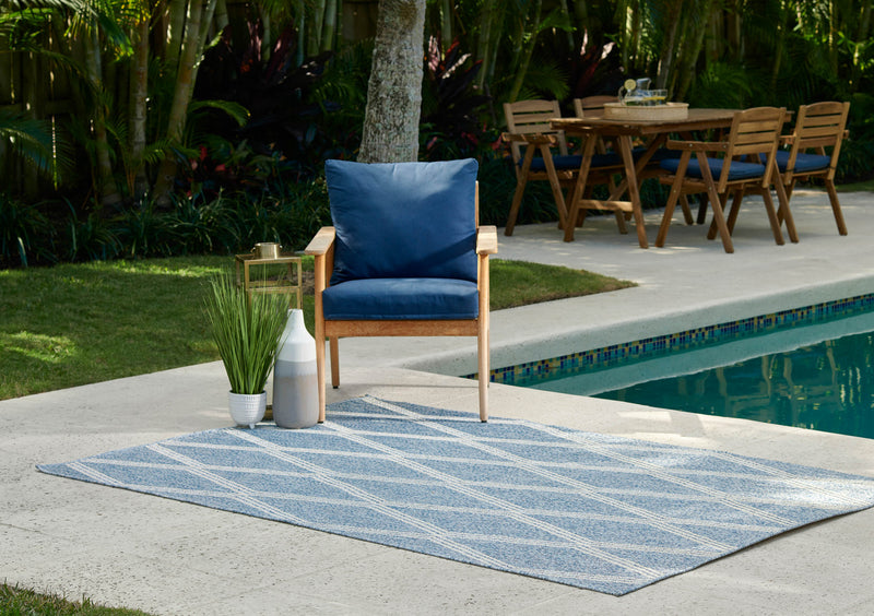 Tapis Transitionnel Cypress 5'3\" x 7'0\" en Bleu