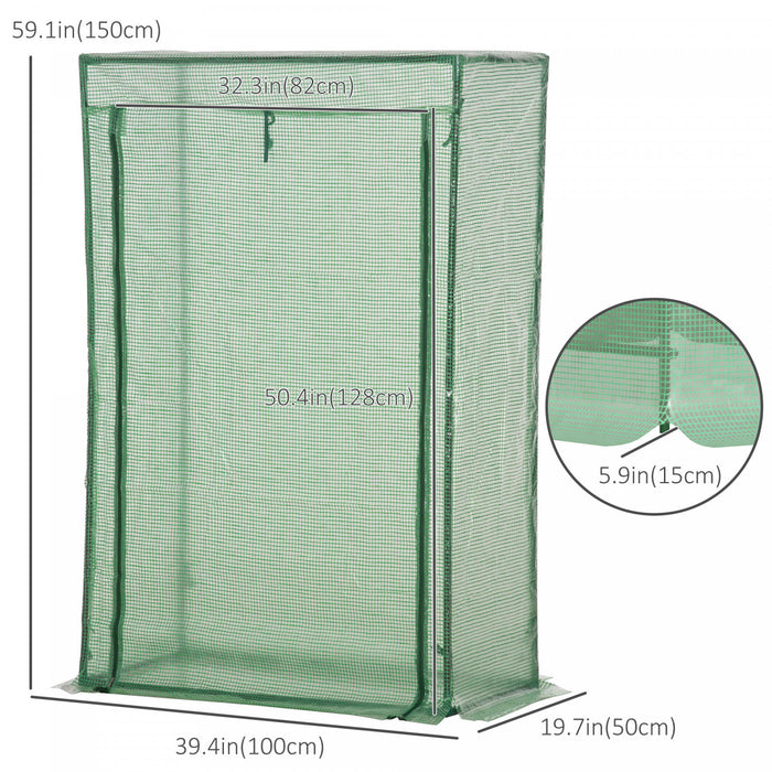 Outsunny Serre De Jardin Avec Cadre En Acier, 40\"l X 20\"l X 59\"h, Maison Chaude Pour Plantes De Tomates, Maison Chaude Avec Porte Enroulable, Housse En Plastique, Vert