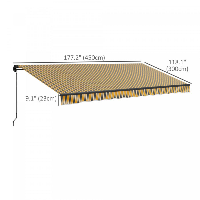 Outsunny 15' X 10' Auvent Retractable, Abri Pare-soleil, Jaune