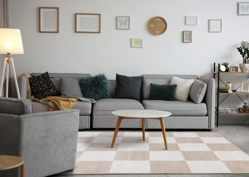 Carpette Covington à motif de damier moderne pour l’intérieur - 7 pi 10 po x 10 pi 6 po