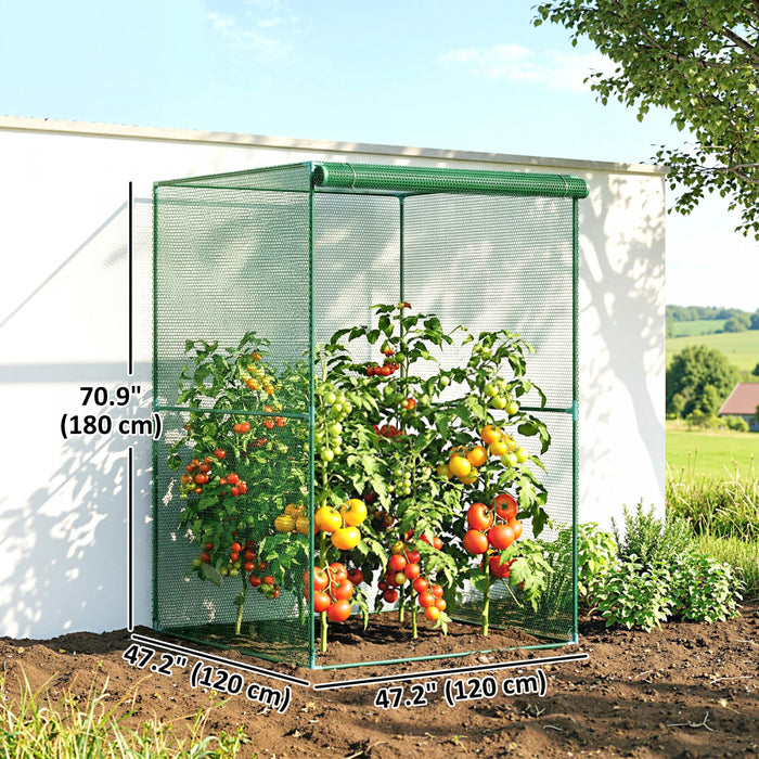 Outsunny Cage de culture, Protecteur de plantes, porte zippee, Vert fonce