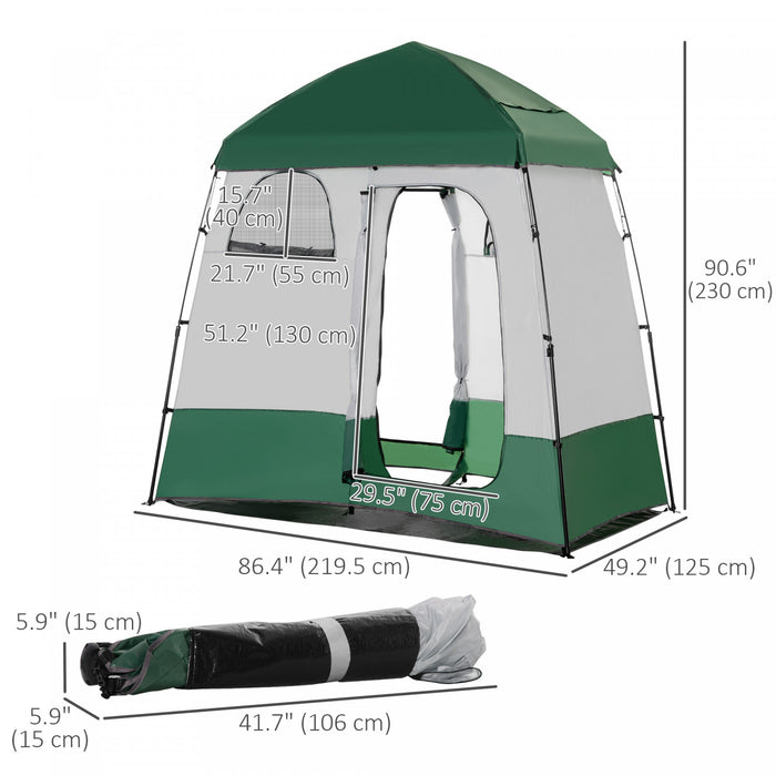 Outsunny Tente De Douche Avec Sac De Douche, Sol, Sac De Transport, Vert
