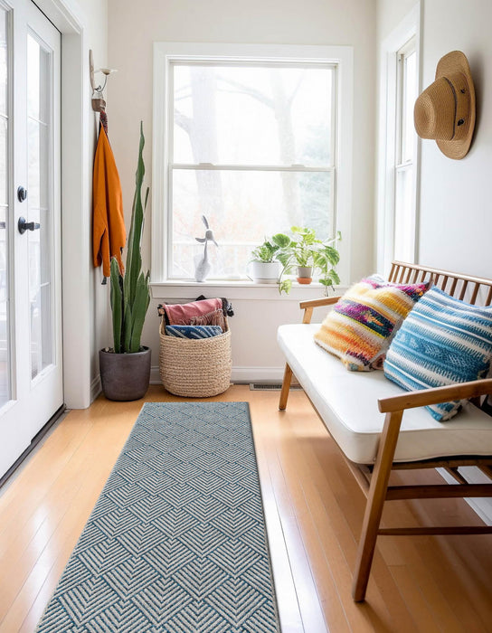 Tapis Contemporain Laura 2'0\" x 10'0\" en Bleu