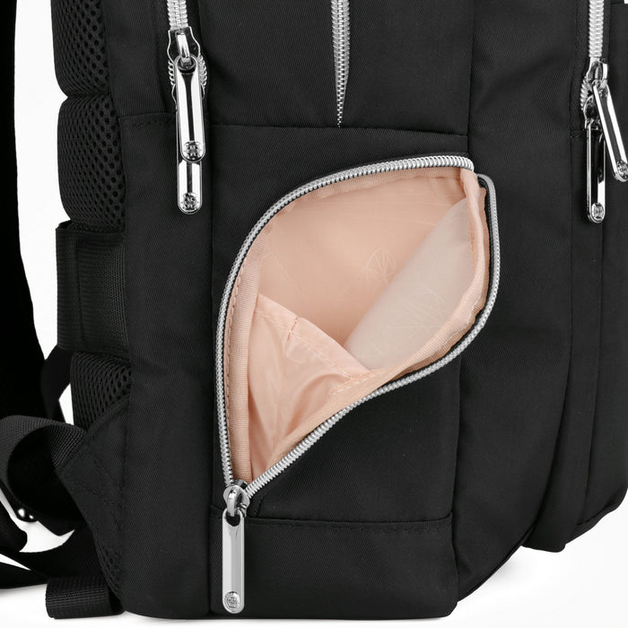 Sac a dos intelligent Swissdigital Design KATY ROSE - Rucksack avec port de chargement integre - Noir Platine
