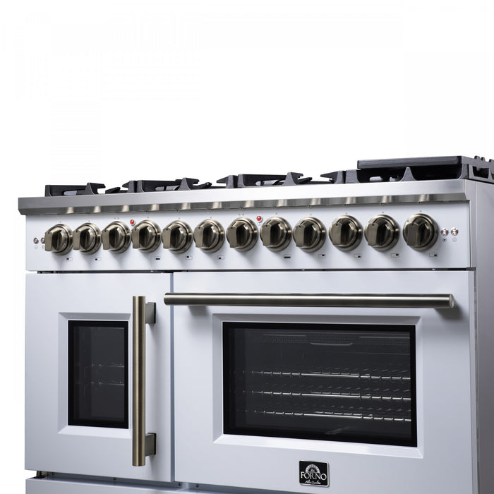 Cuisiniere a double combustible Capriasca 48 po, blanche, 6.58 pi³ – FFSGS6387-48WHT
