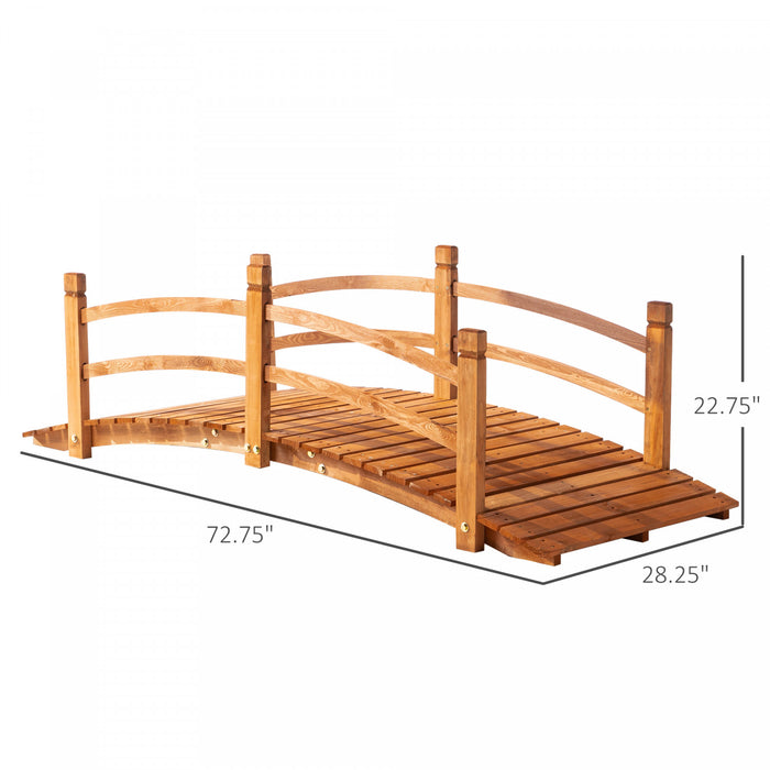 Outsunny Pont De Jardin En Bois De 6 Ft Passerelle En Arc Classique Avec Garde-corps Pour Passerelle De Bassin De Ruisseau Orange