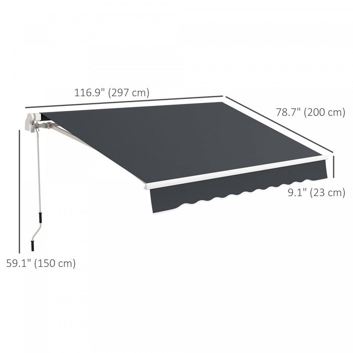 Outsunny Auvent Retractable 10' X 6.5' Avec Lumieres Led, Uv40+, Gris