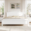 Benson Full Size Solid Wood Platform Bed with Stylish Headboard, White | Lit plateforme Benson en bois massif format Full avec tete de lit elegante, blanc
