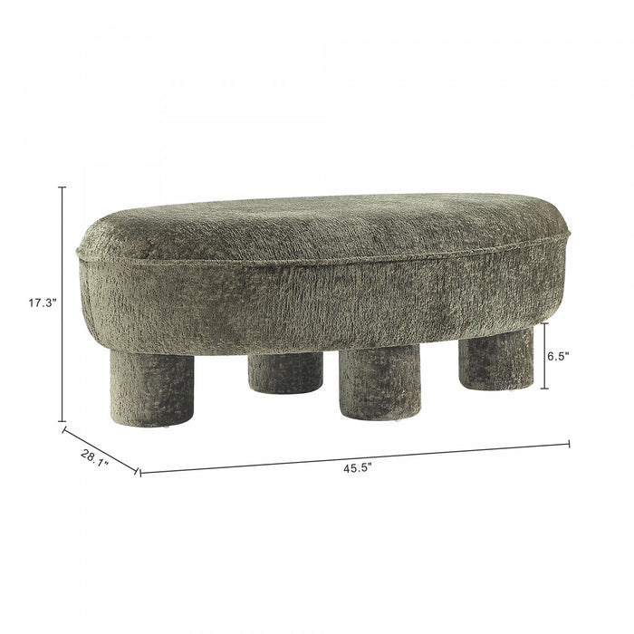 Tabouret d’appoint Tribeca style mid-century moderne en chenille vert olive