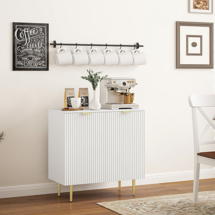 HOMCOM Buffet avec etageres reglables, Blanc