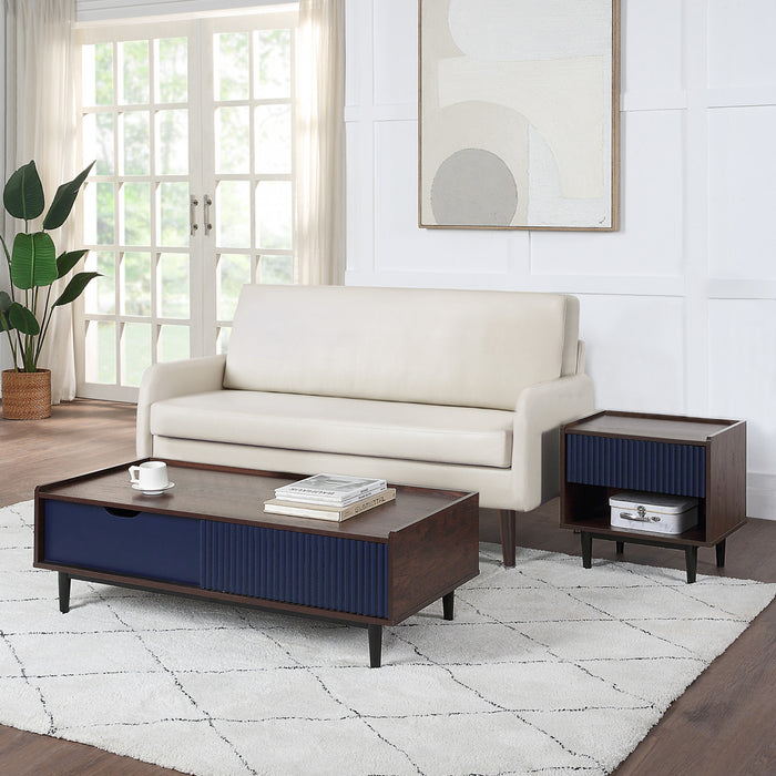Ensemble de salon Duane style milieu du siecle, 4 pieces, bleu marine