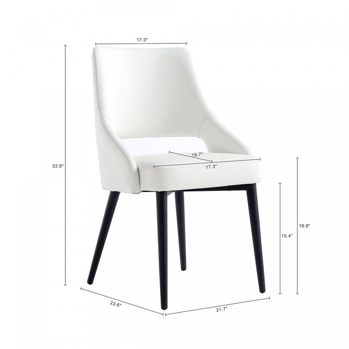 Chaise de salle a manger moderne Tremont en cuir vegetalien blanc avec structure en metal - Lot de 2