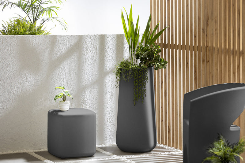 Cache-pot haut Dalya pour l'extérieur - gris foncé