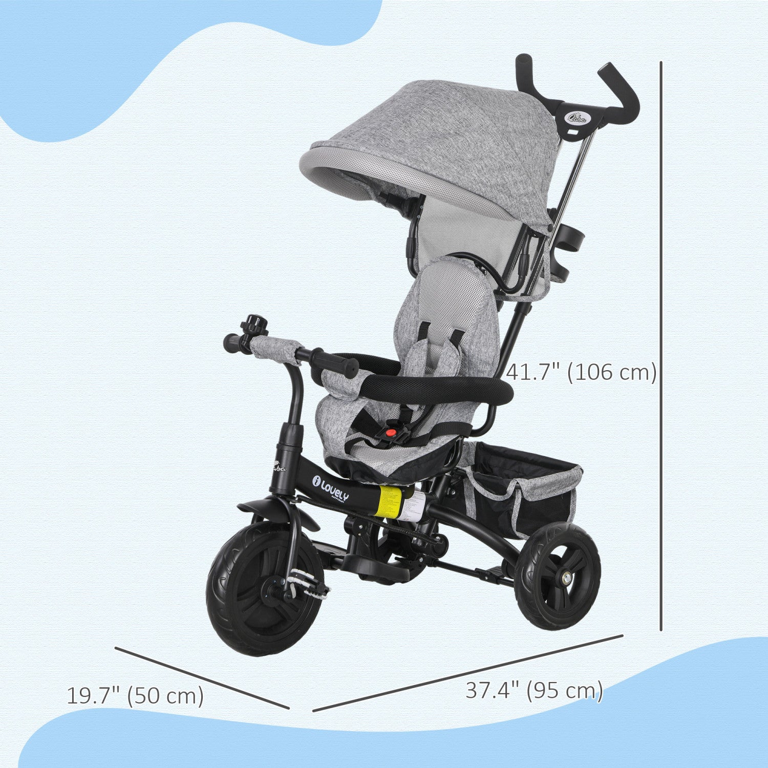 Qaba Tricycle Pour Tout-petits, Poussette De Velo 2 En 1 Pour Bebe ... - Brick Qaba Tricycle Pour Tout-petits, Poussette De Velo 2 En 1 Pour Bebe ... - Brick
