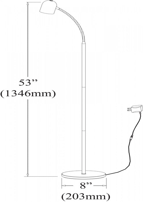 Lampe à pied de Dainolite avec fini noir satiné et ampoule à DEL de 5 W