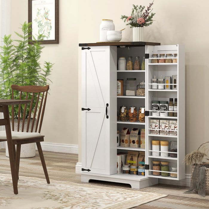 HOMCOM Armoire de cuisine avec etageres reglables, blanc