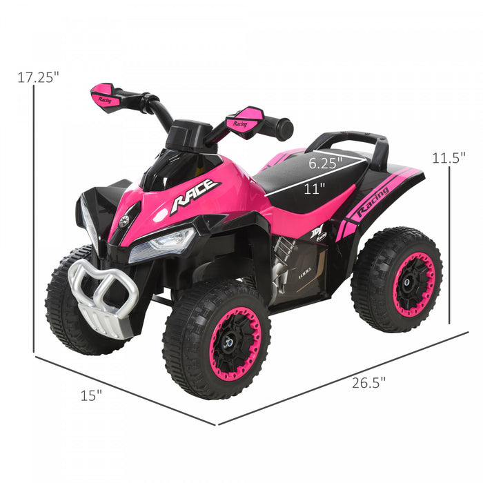 Aosom Moto 4 Roues Jouet Pour Enfants Bebe Avec Musique Et Fonction D'eclairage Pour 18-36 Mois Rose