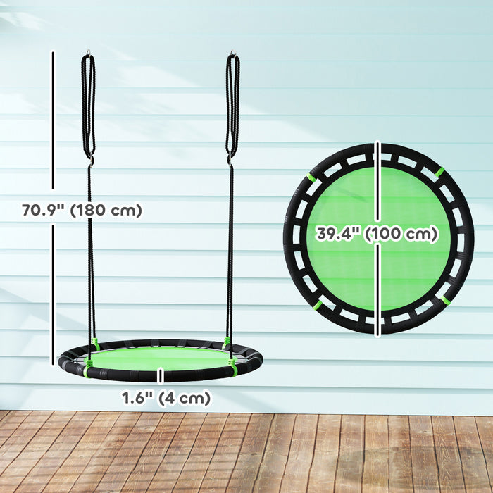 Qaba Balancoire d'arbre avec soucoupe pour enfants, balancoire volante de 39 po avec cordes de suspension reglables, capacite de 331 lb, balancoire en filet pour enfants, vert