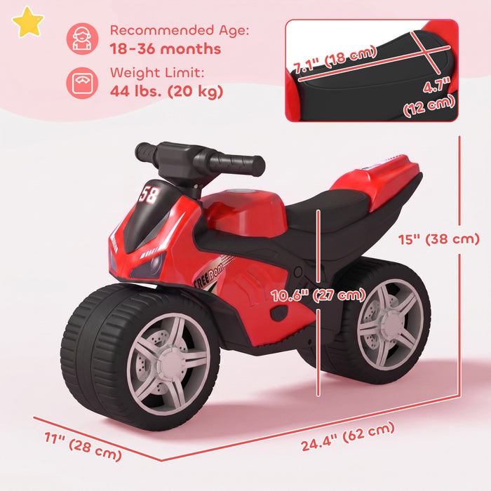 Qaba Draisienne Musicale pour Tout-Petits 18-36 Mois, Rouge