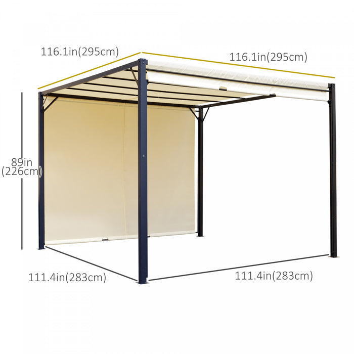 Outsunny 3 m x 3 m Pergola en acier Auvent retractable, blanc creme