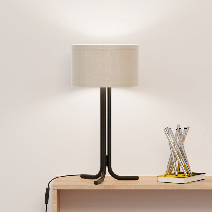 Lampe de table noire de 20 po avec abat-jour cylindrique