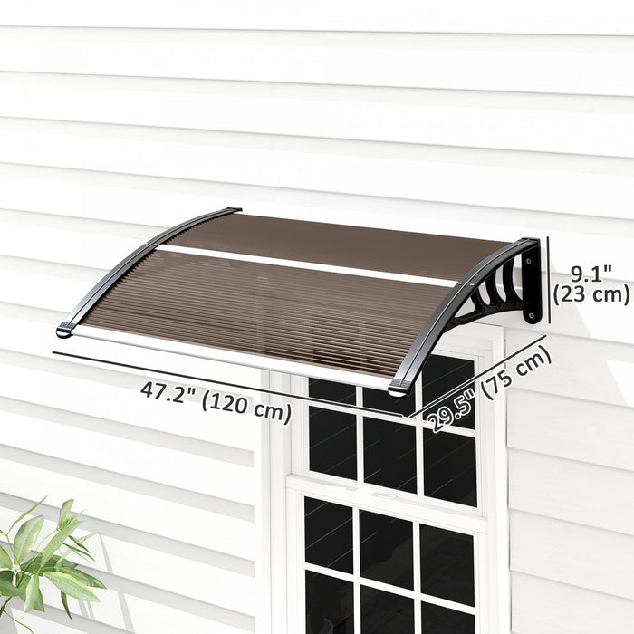 Outsunny Store de fenetre, auvent de terrasse en polycarbonate, Marron