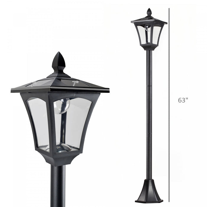 Luminaire Exterieur Solaire Lampadaire Lanterne Classique Led 40 Lm Dim. 18l X 18l X 160h Cm Noir