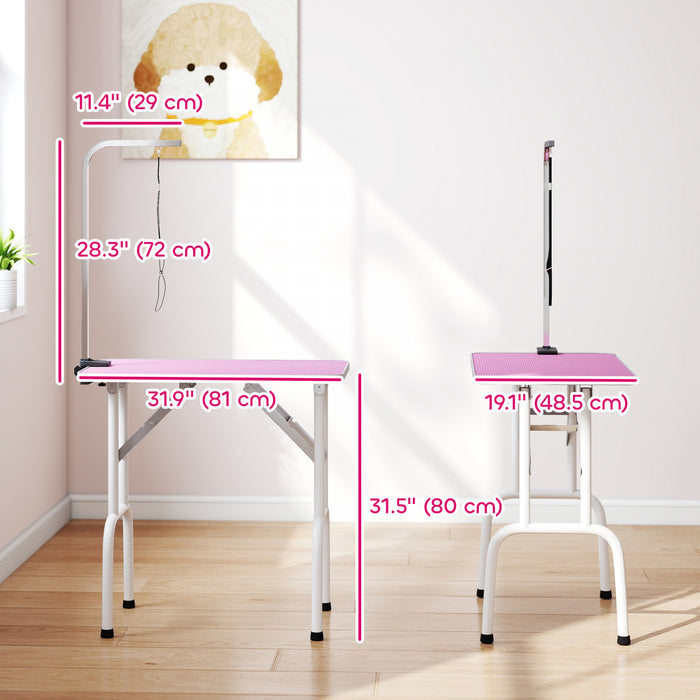 Table de Toilettage 81 cm pour Petits et Moyens Chiens et Chats, Rose