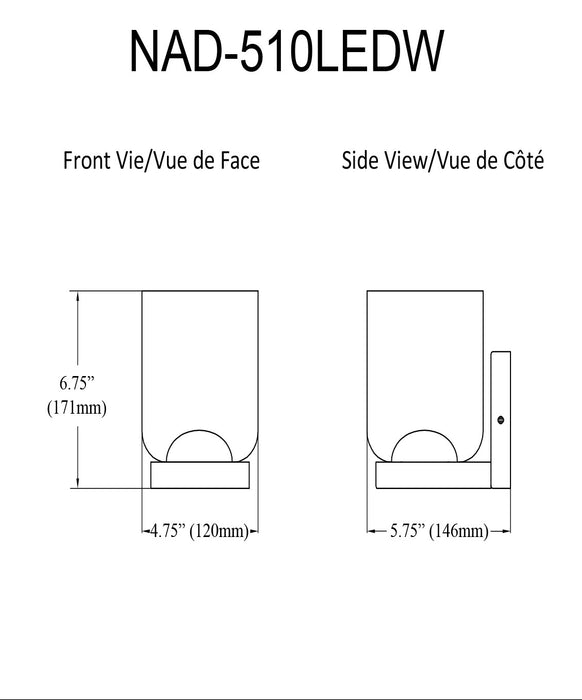 Applique murale Nadine de Dainolite en verre transparent, avec fini laiton vieilli et ampoule à DEL de 10 W