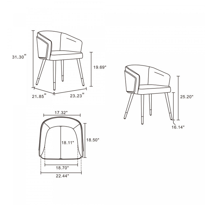 Chaise de salle a manger moderne en bois et cuir vegetalien Reeva en creme - Lot de 2